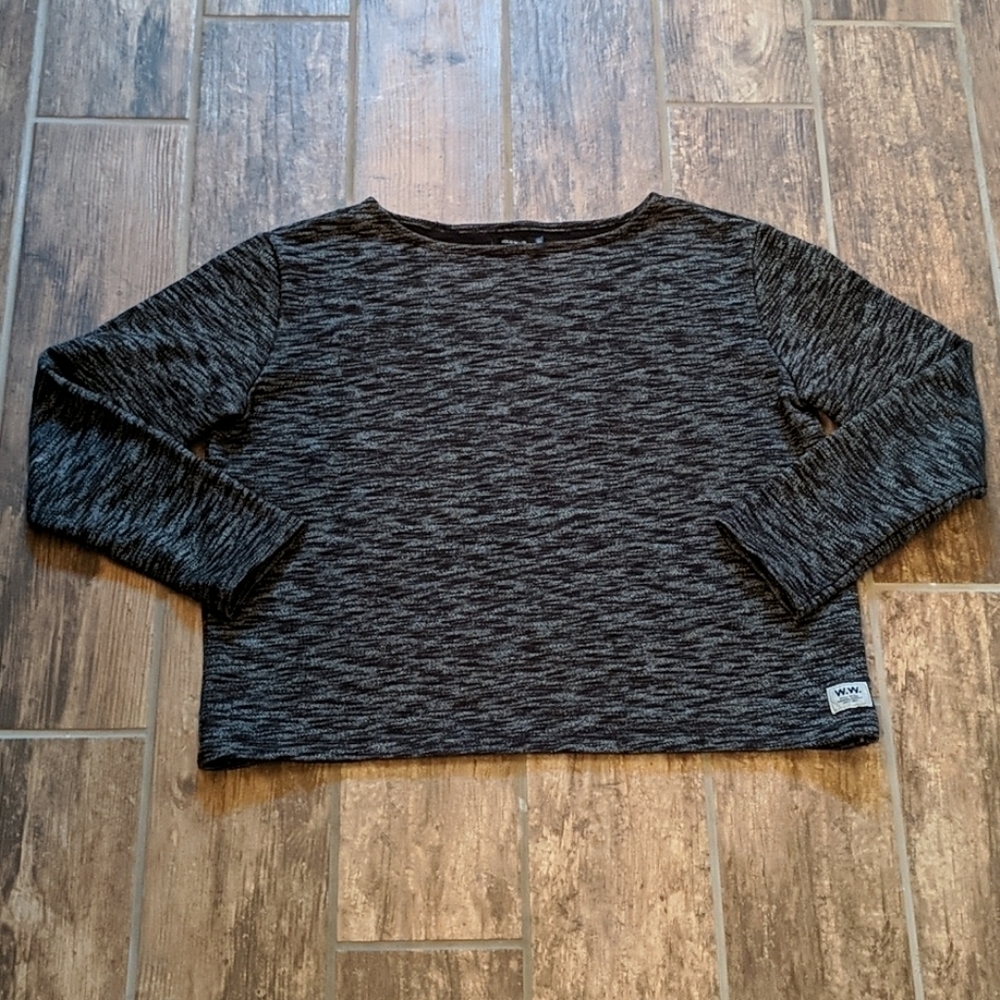 WOOD Wood Boxy Cropped Space Dye Top Size Medium